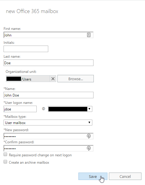 Fill out the User Details and Click Save