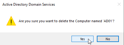 Confirm Deletion of DC from ADUC