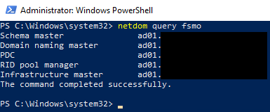 Show FSMO Role Holders using netdom query fsmo