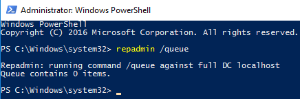 Check Replication Status using Repadmin /queue